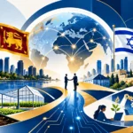 Editorial vector illustration of Sri Lanka–Israel technology cooperation, digital innovation and knowledge exchange